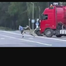 На Волині водій вантажівки розтрощив автівки ТЦК та потягнув за собою на дверях працівника військкомату