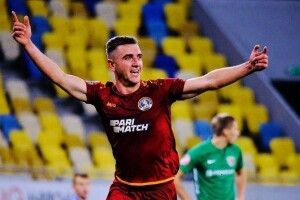 Гол ексгравця шацького «Світязя» та луцької «Волині» Назарія Нича завдає першої поразки полтавській «Ворсклі»