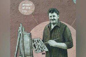 Юрій Чайка створив у Луцьку стінопис на честь колеги-митця