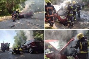 У Луцьку на ходу загорілася машина: в авто була дитина (Фото)