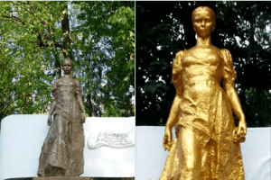 Леся побронзовіла: у луцькому парку вкотре перефарбували пам’ятник (Фото)