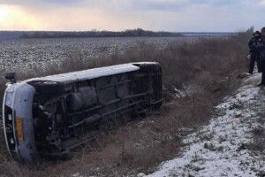 Повний дітей мікроавтобус перекинувся на Запоріжжі