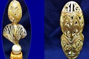 «Яєчна» краса на бурштині: волинський Фаберже показав нові витвори