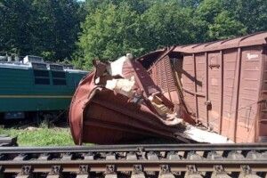 Зім'яло вагони, стовп і будку: потяг зійшов з рейок  