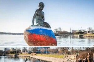 У Данії вандали розмалювали статую Русалки у кольори прапора росії