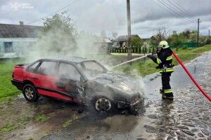 В селі на Волині пожежники загасили палаючий автомобіль