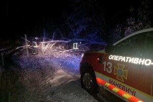 На Волині вночі чистили дороги від дерев та витягували із заметів вантажівки (Фото)
