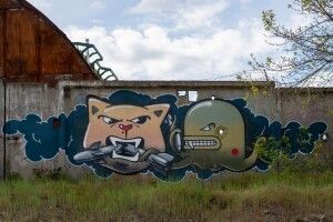 Котик роз'їдає ворожу ракету: лучанин став співавтором оригінального графіті в Ірпені (Фото)