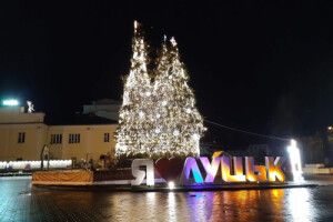 «Геть сокири від зелених красунь!»: лучани вимагають від влади не зачіпати «новорічні» ялинки на Театральному майдані