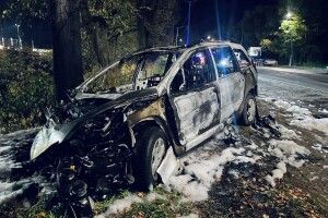 У Рівному в ДТП вщент згорів автомобіль