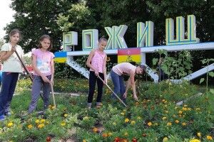 Рожищенські школярі прибрали міську клумбу