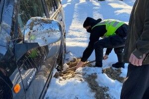 Волинські патрульні виштовхали з кювету другу за день машину (Фото)