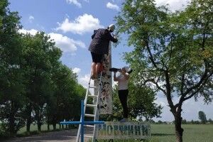 У селі на Волині в’їзний знак розмалювала художниця (Фото)