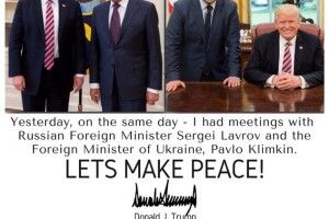 Трамп закликав Україну і РФ до миру, опублікувавши у Twitter пост у вигляді «сердечка»