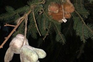 У Нововолинську моторошно прикрасили ялинку м’якими іграшками (Фото)