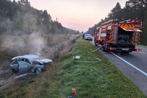 На Волині авто злетіло з дороги і загорілося