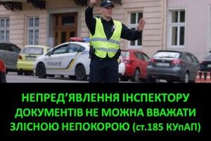 Непред'явлення поліцейському документів на право керування не можна вважати злісною непокорою