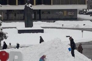 У центрі Луцька діти підкоряють сніжний «Еверест» (Фото)