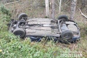 На Волині авто злетіло з дороги і перекинулося на дах (Фото)