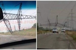 На Херсонщині впали електроопори, що йдуть від Запорізької АЕС до Криму