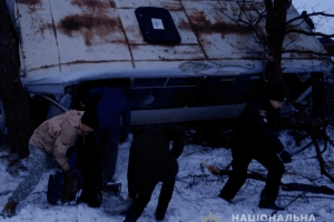 На Херсонщині рейсовий автобус злетів у кювет (фото)