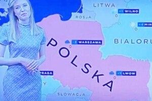 Російська пропаганда показала фейковий кадр нібито із програми польського ТБ, на якому захід України – частина Польщі 