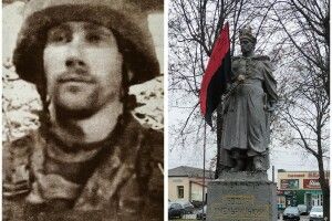 У руці Хмельницького на центральній площі Рожища замайорів стяг від захисників України
