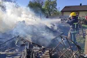 Вогонь ледь не перекинувся на хату: на Горохівщині сталася пожежа (Відео моменту)