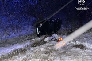 На Горохівщині автомобіль злетів з дороги і перекинувся 