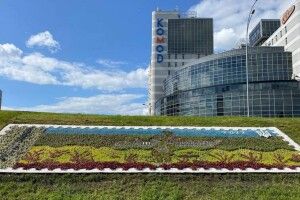 У Києві з'явилося панно з квітів у вигляді марки з кораблем