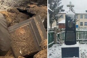 На Рівненщині відкопали фрагмент пам'ятника січовим стрільцям. Йому 100 років 