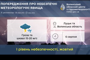 Попри сонячний початок свята Преображення Господнього, на Волині попереджають про сильну грозу вдень