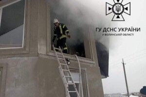 На Волині надзвичайники врятували з охопленої вогнем хати маму з трьома дітьми (Фото)