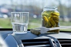 П’яний водій після ДТП почав пити спиртне прямо на капоті авто (Фото)