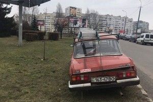 У Луцьку червоний «Москвич» атакував зелену зону (фото)