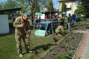 У Любешеві на території дитячого садочка висадили самшит, форзицію, спірею та ялину (фото)