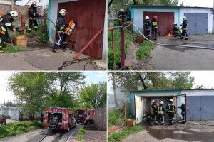 Щоб загасити пожежу, рівненським рятувальникам довелося зрізати двері гаража