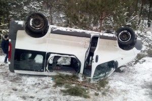У Сарненському районі догори коліщатами перекинувся мікроавтобус з двома дорослими та трьома дітьми (фото)