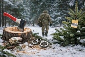 На Волині розповіли про штрафи за нелегальний зруб ялинки в лісі
