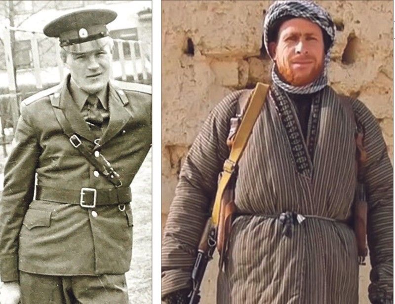 Ігор Білокуров у формі солдата Радянської армії і в одязі моджахеда.
