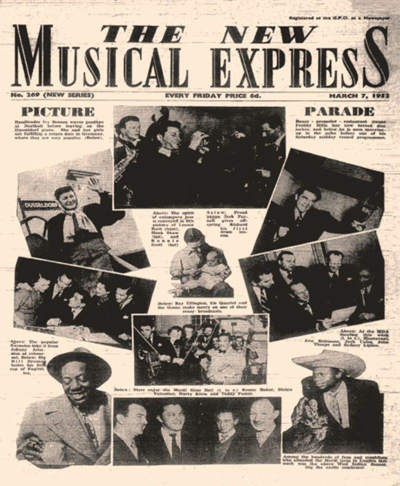 Перша обкладинка журналу New Musical Express (NME) за березень 1952.