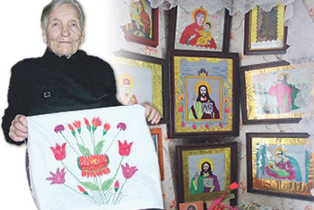 У 92 РОКИ КАТЕРИНА КОРОЛЬ ВИШИВАЄ ОБРАЗИ І КВІТИ… БЕЗ ОКУЛЯРІВ