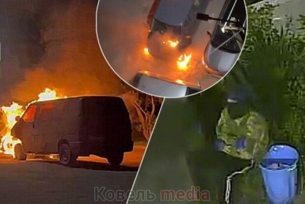 На Волині невідомий спалив мікроавтобус військового