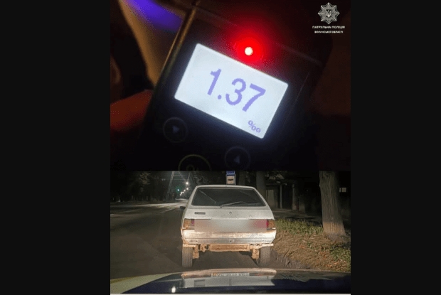 На Волині упіймали водійку без прав, в крові якої алкоголь у 7 разів перевищував допустиму норму