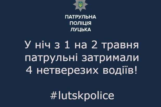 Цієї ночі в Луцьку спіймали чотирьох злочинців за кермом