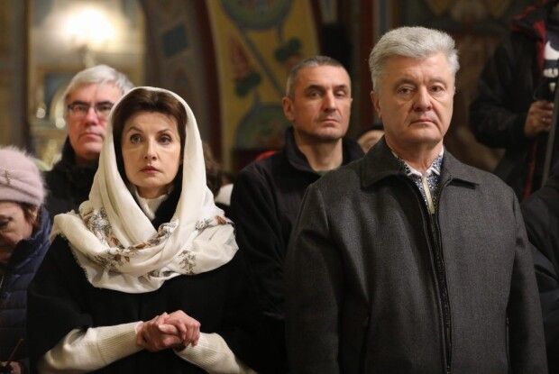 Петро і Марина Порошенки взяли участь у літургії в Михайлівському соборі з нагоди Водохреща та шостої річниці Томосу