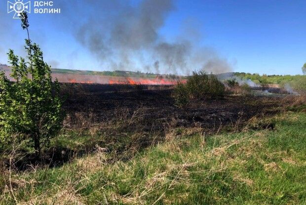 У двох громадах на Волині вогнеборці ліквідували пожежі: горіла суха трава
