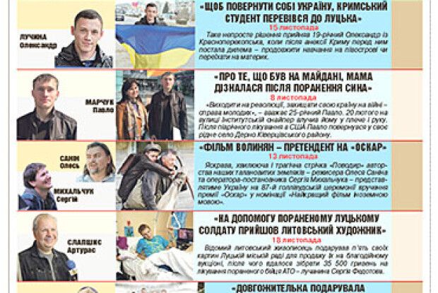 ГЕРОЇ ЛИСТОПАДА-2014 ГАЗЕТИ «ВОЛИНЬ»