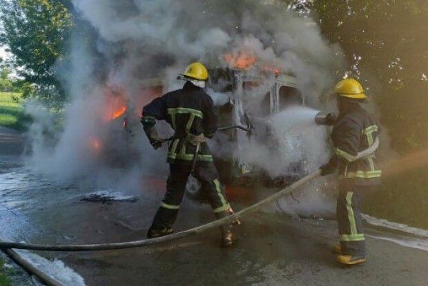 На Горохівщині горіла вантажівка (Фото, відео)