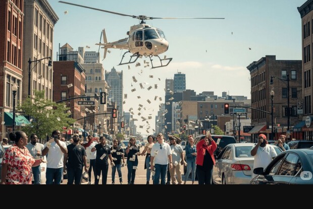 Чому над містом розкидали долари?